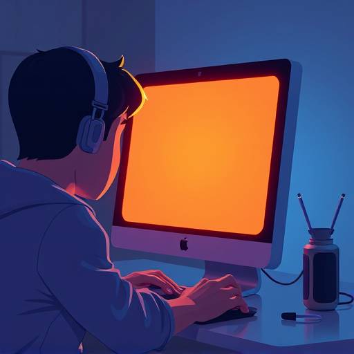 Um designer criando uma animaäão 2D em um computador com software de animaäão